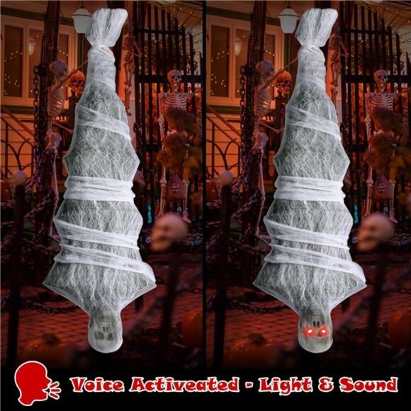 72 Inch Halloween Decorations Cocoon Corpse, Scary Hanging Cocoon Corpse Props - Picture 3 of 8